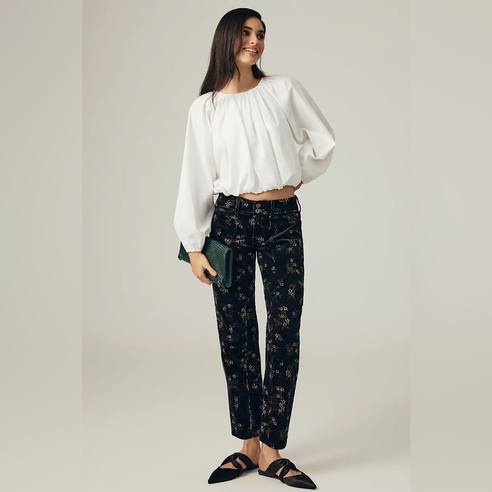 Pilcro The Wanderer Black and Gold Patterned Corduroy Pants Size‎ 26 EUC